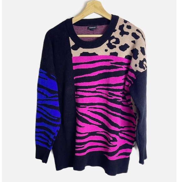 Torrid Multi Mix Animal print sweater 0 - Picture 1 of 7